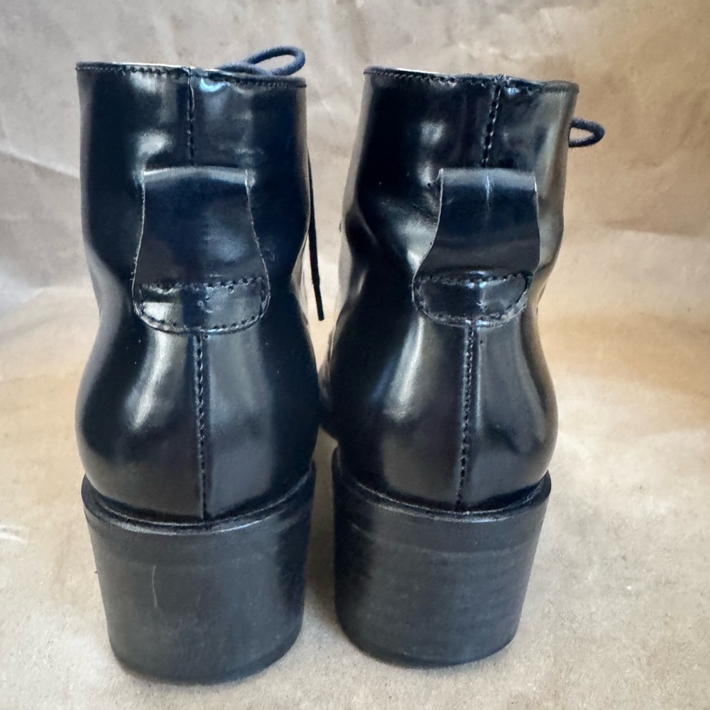 Lane Crawford Black All Leather Lace Up 2” Heeled Booties. Size EU 36 - Picture 4 of 7